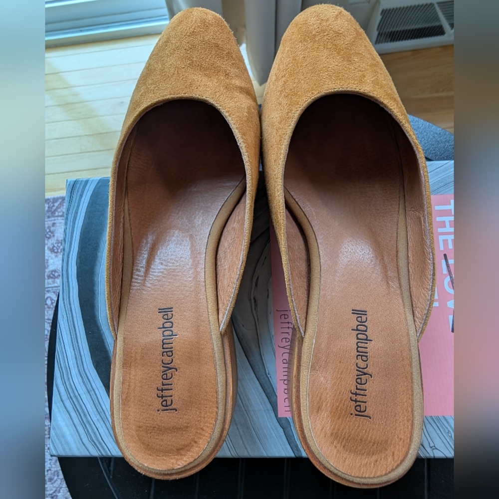Jeffrey Campbell Mustard Suede Slip-On Mules - Picture 13 of 14